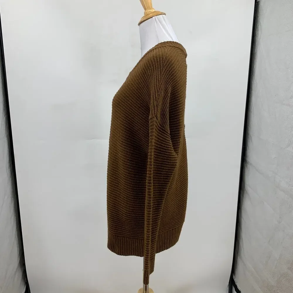 Madewell Sweater Womens S Small Brown Plus Greensboro Button Back Textured Tunic
